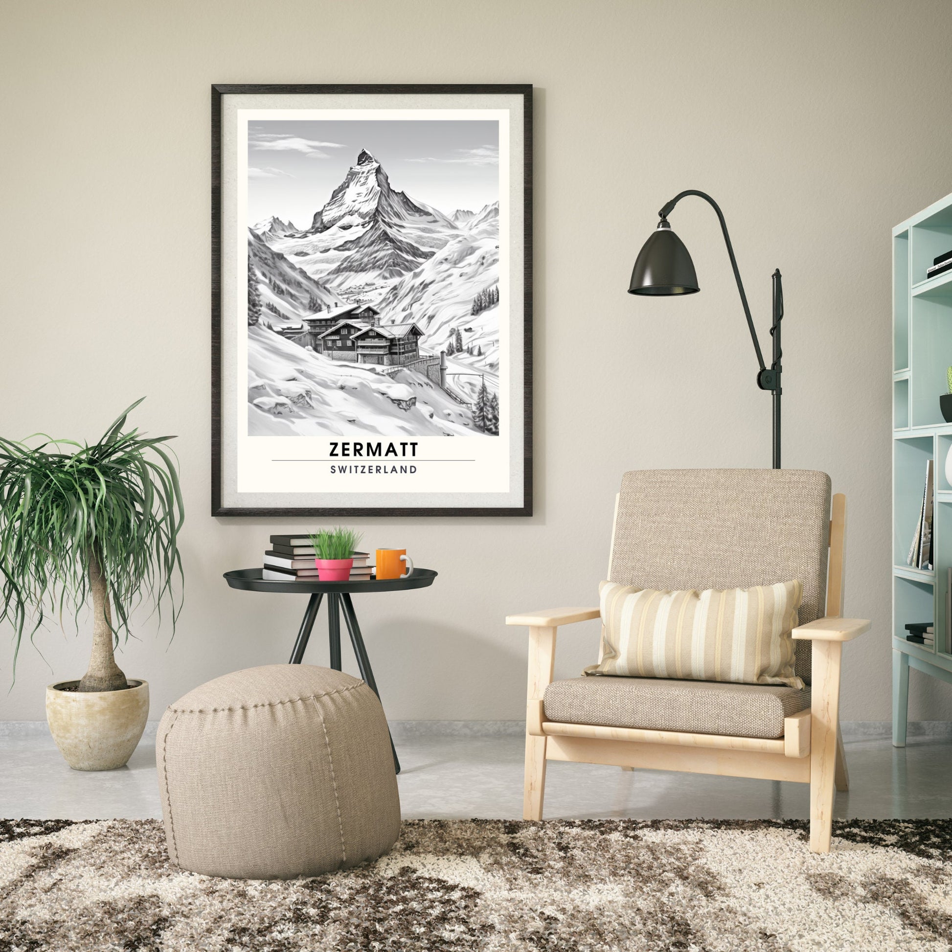 Affiche Zermatt, Suisse | impression Zermatt | affiche noir et blanc