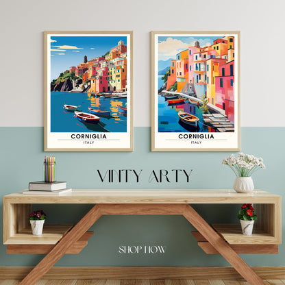 Impression Corniglia, Italie | Affiche de voyage Corniglia | affiche Cinque Terre