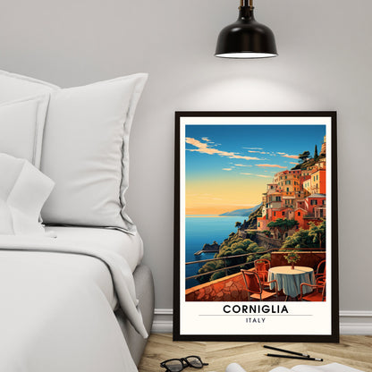 Affiche Corniglia, Italie | impression de voyage Corniglia | affiche de voyage Cinque Terre | la beauté pittoresque de Corniglia