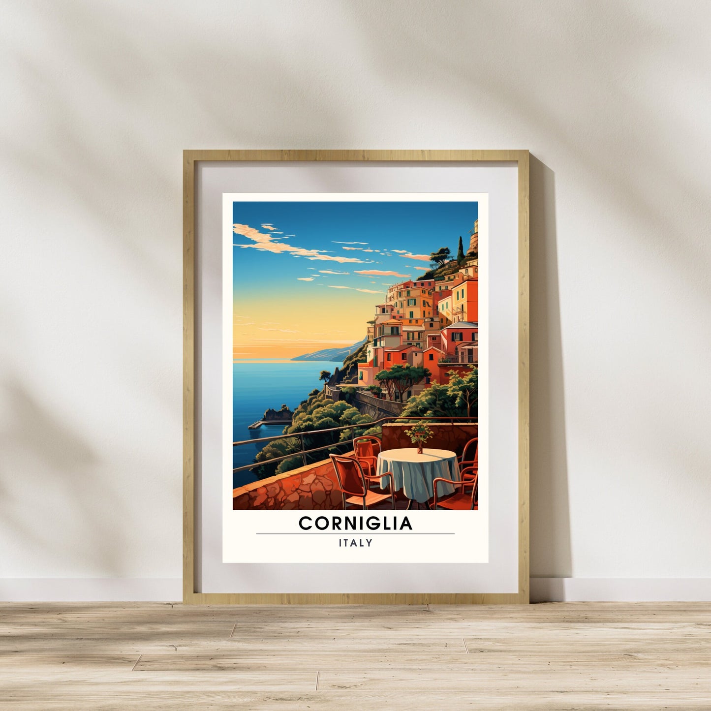 Affiche Corniglia, Italie | impression de voyage Corniglia | affiche de voyage Cinque Terre | la beauté pittoresque de Corniglia