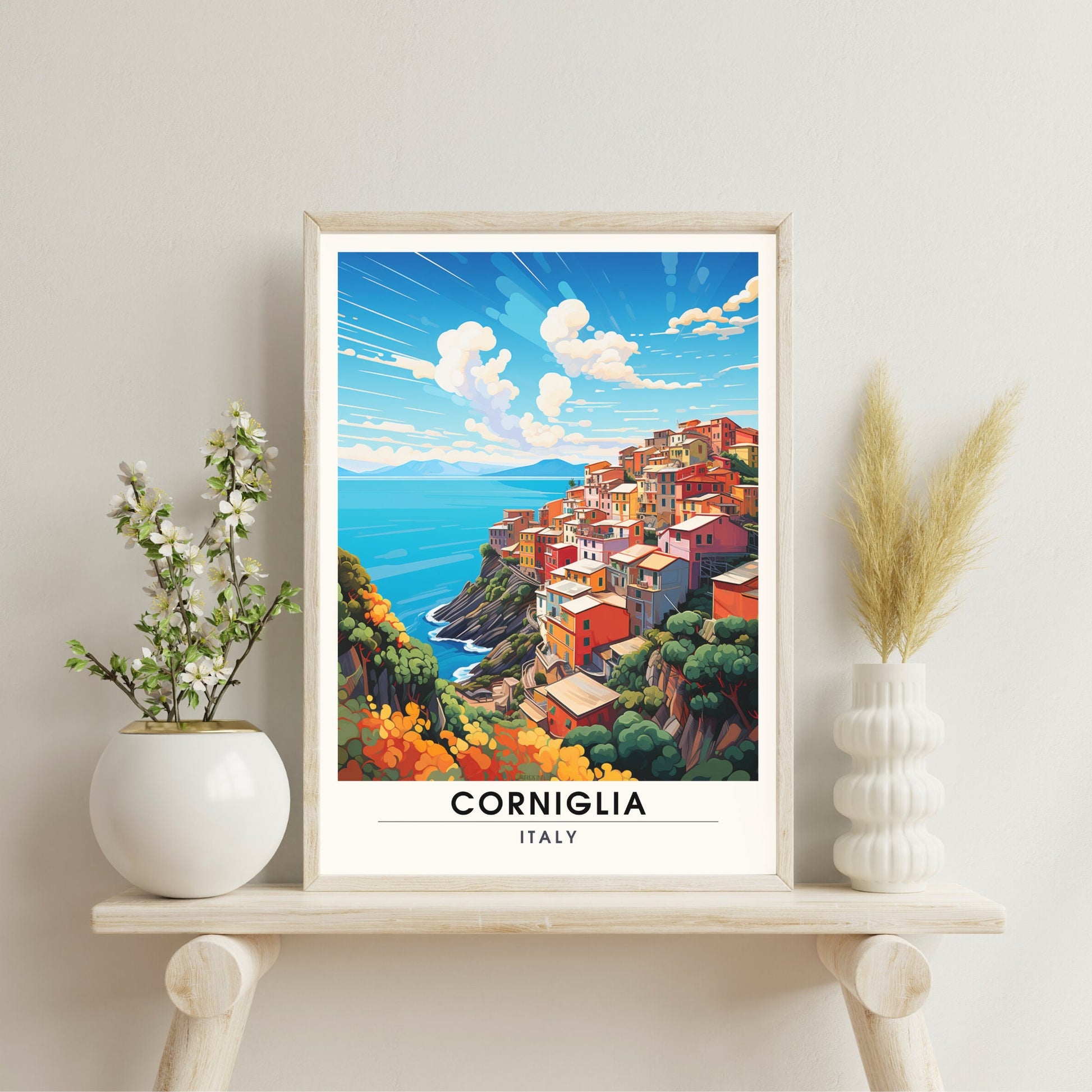 Affiche Corniglia, Italie | impression de voyage Corniglia | au cœur des Cinque Terre italiennes