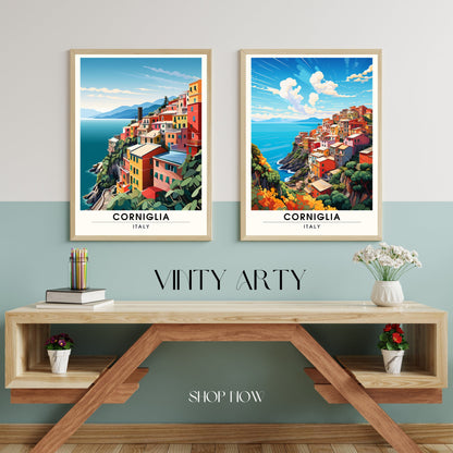 Affiche Corniglia, Italie | impression de voyage Corniglia | la beauté pittoresque de Corniglia