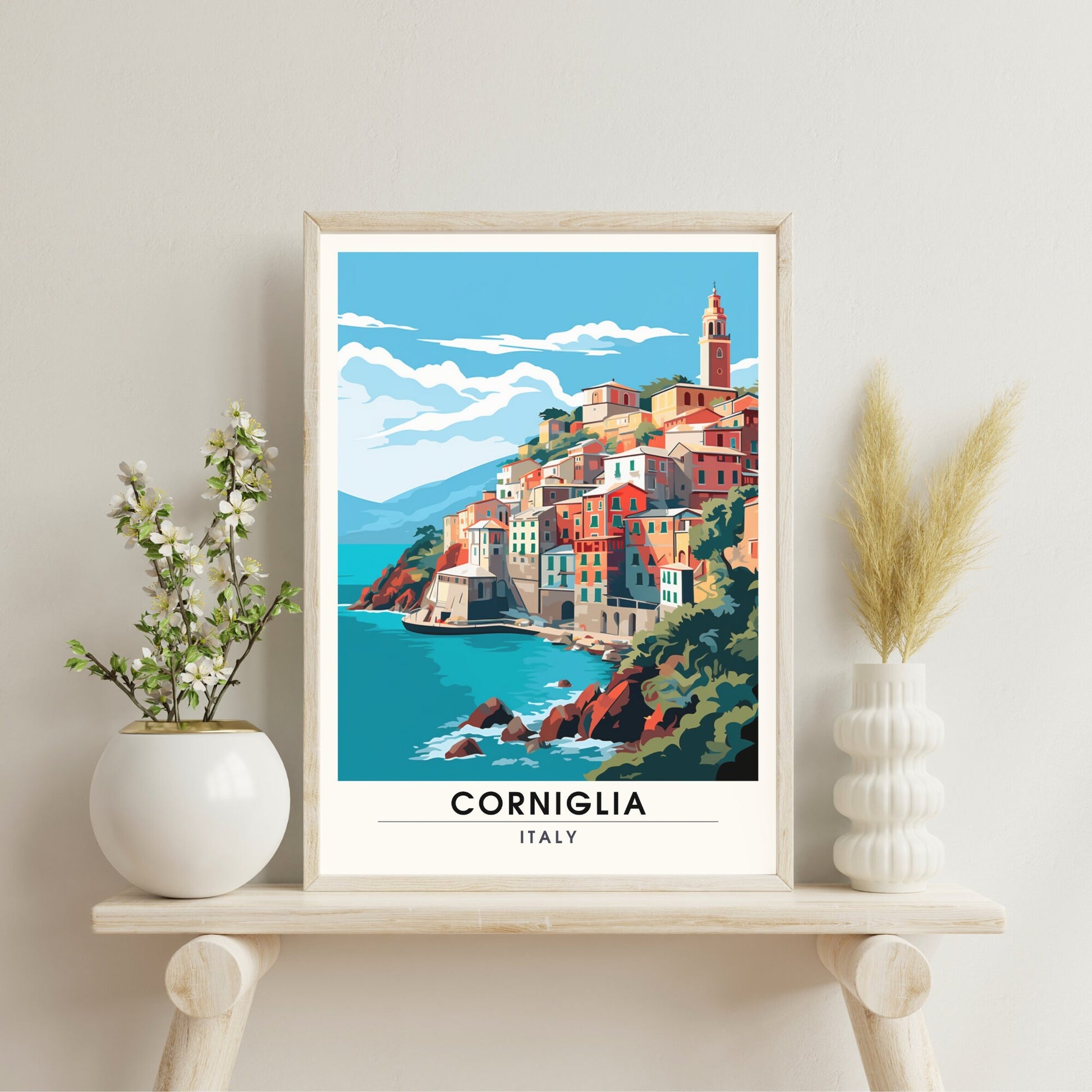 Affiche Corniglia, Italie | impression de voyage Corniglia | affiche de voyage Cinque Terre | Affiche Italie