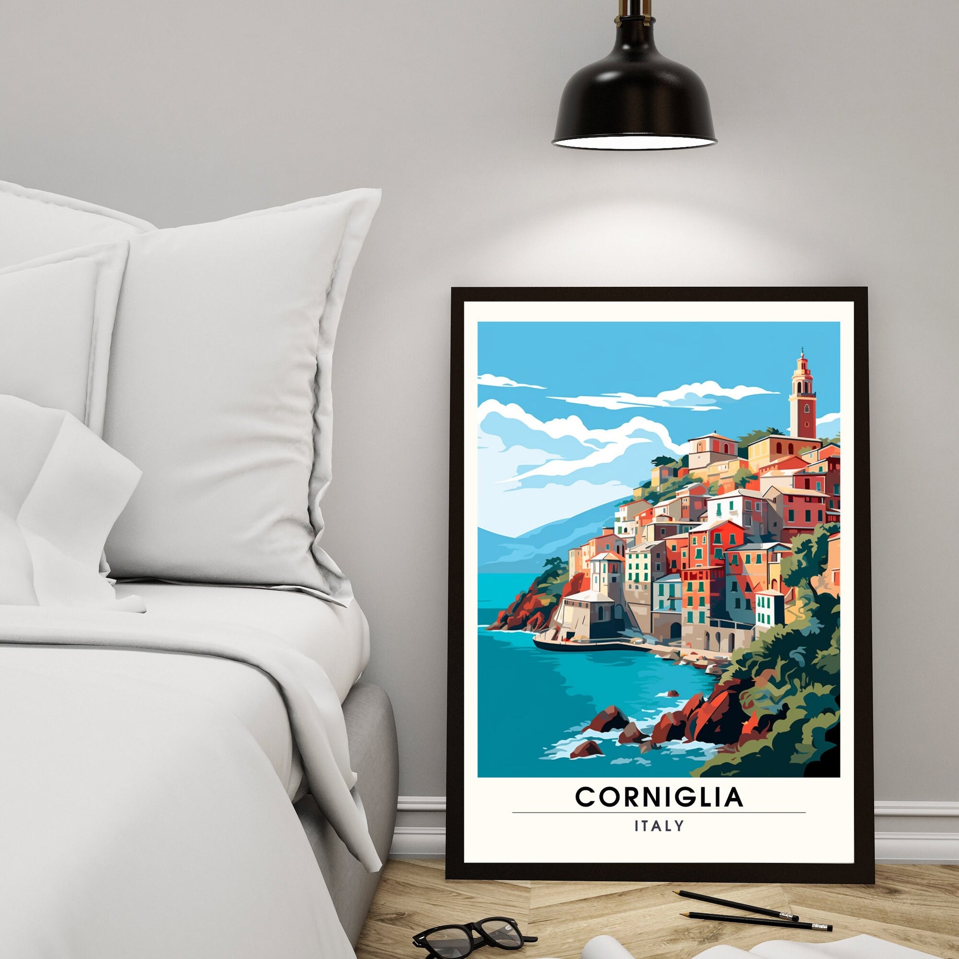 Affiche Corniglia, Italie | impression de voyage Corniglia | affiche de voyage Cinque Terre | Affiche Italie