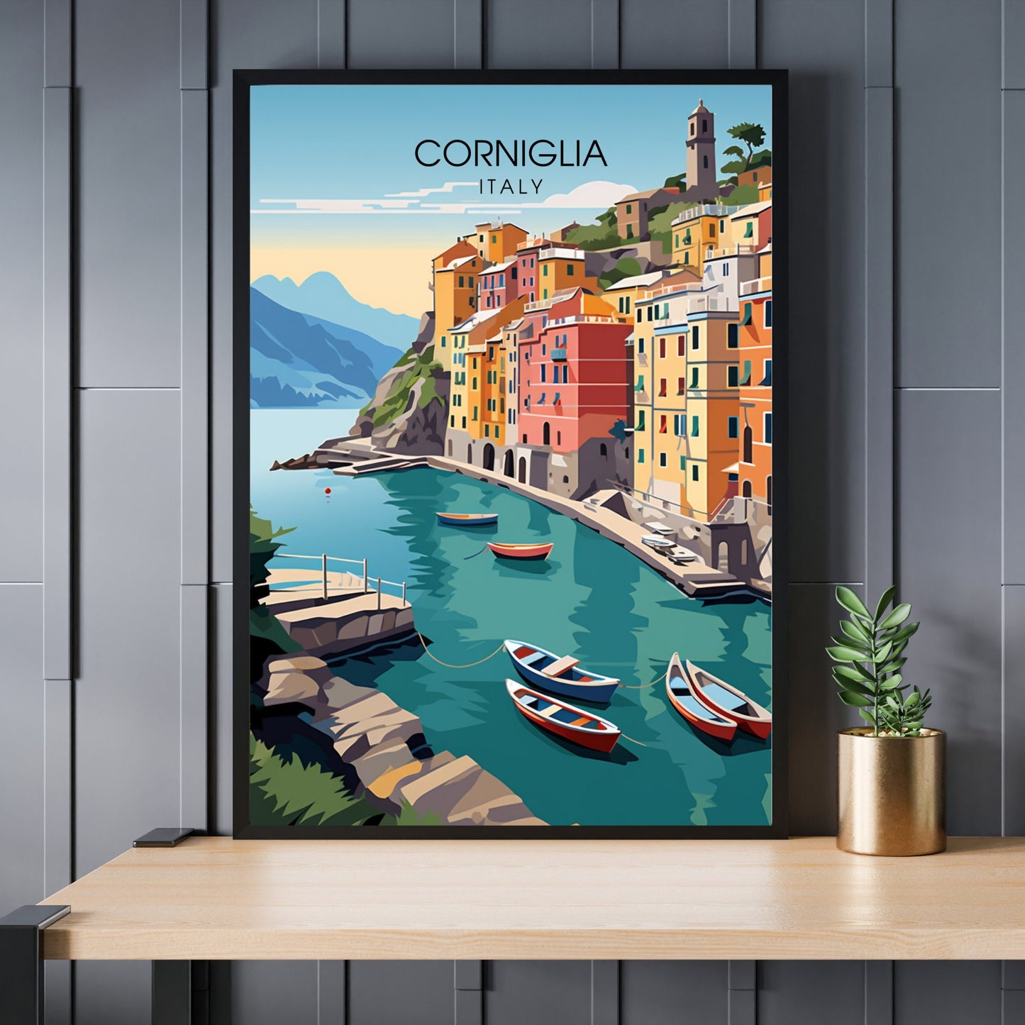 Affiche Corniglia, Italie | impression de voyage Corniglia | affiche de voyage Cinque Terre | Affiche de voyage Italie