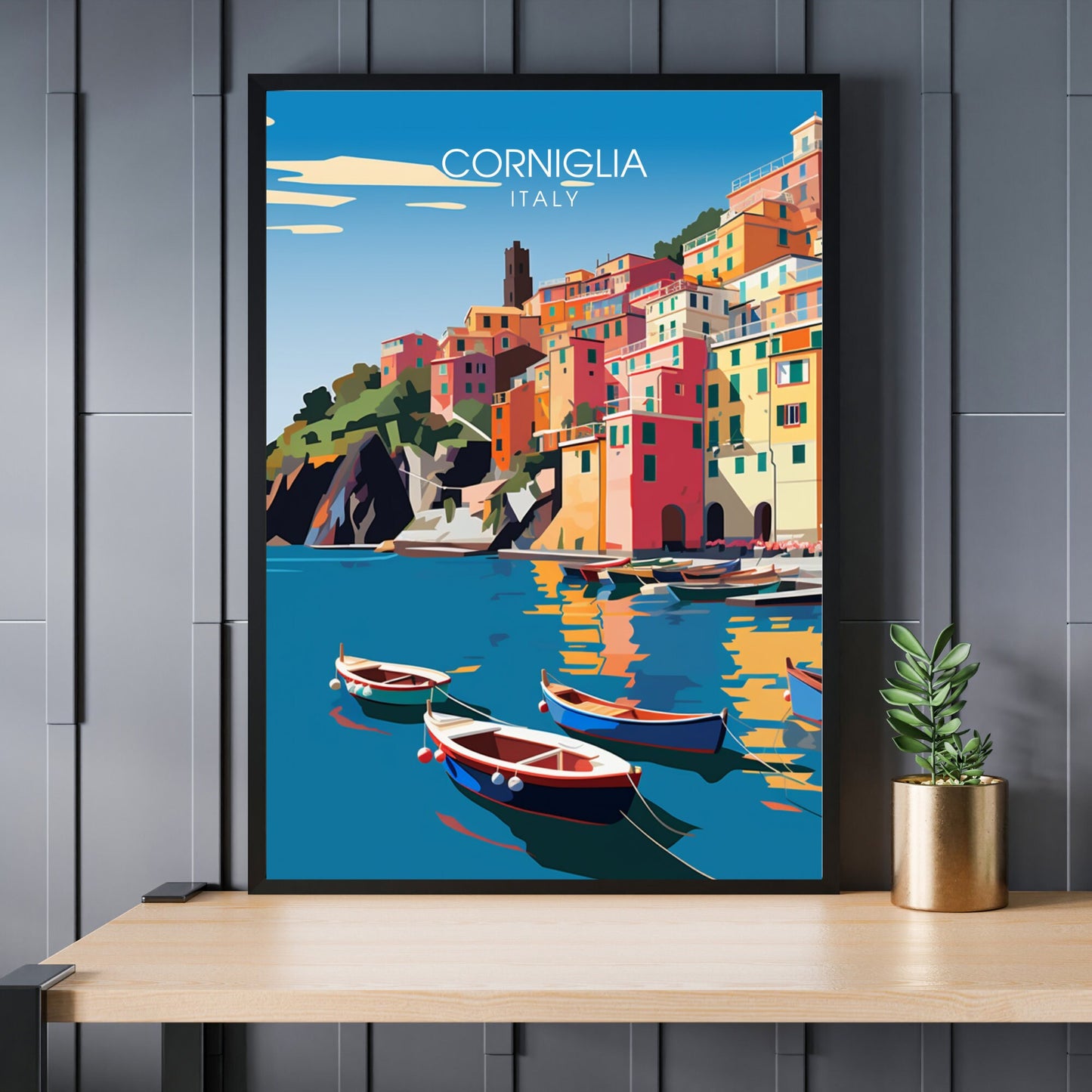 Affiche Corniglia, Italie | impression de voyage Corniglia | affiche de voyage Cinque Terre | Italie