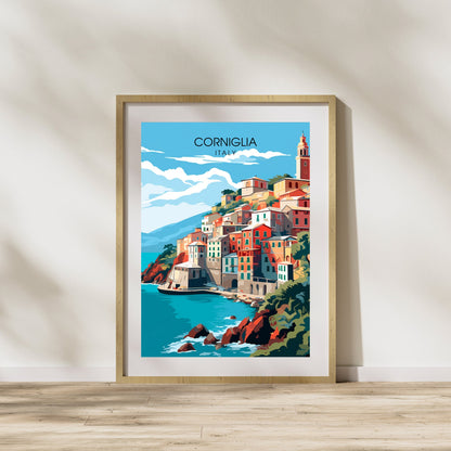 Affiche Corniglia, Italie | impression de voyage Corniglia | affiche de voyage Cinque Terre | Italie