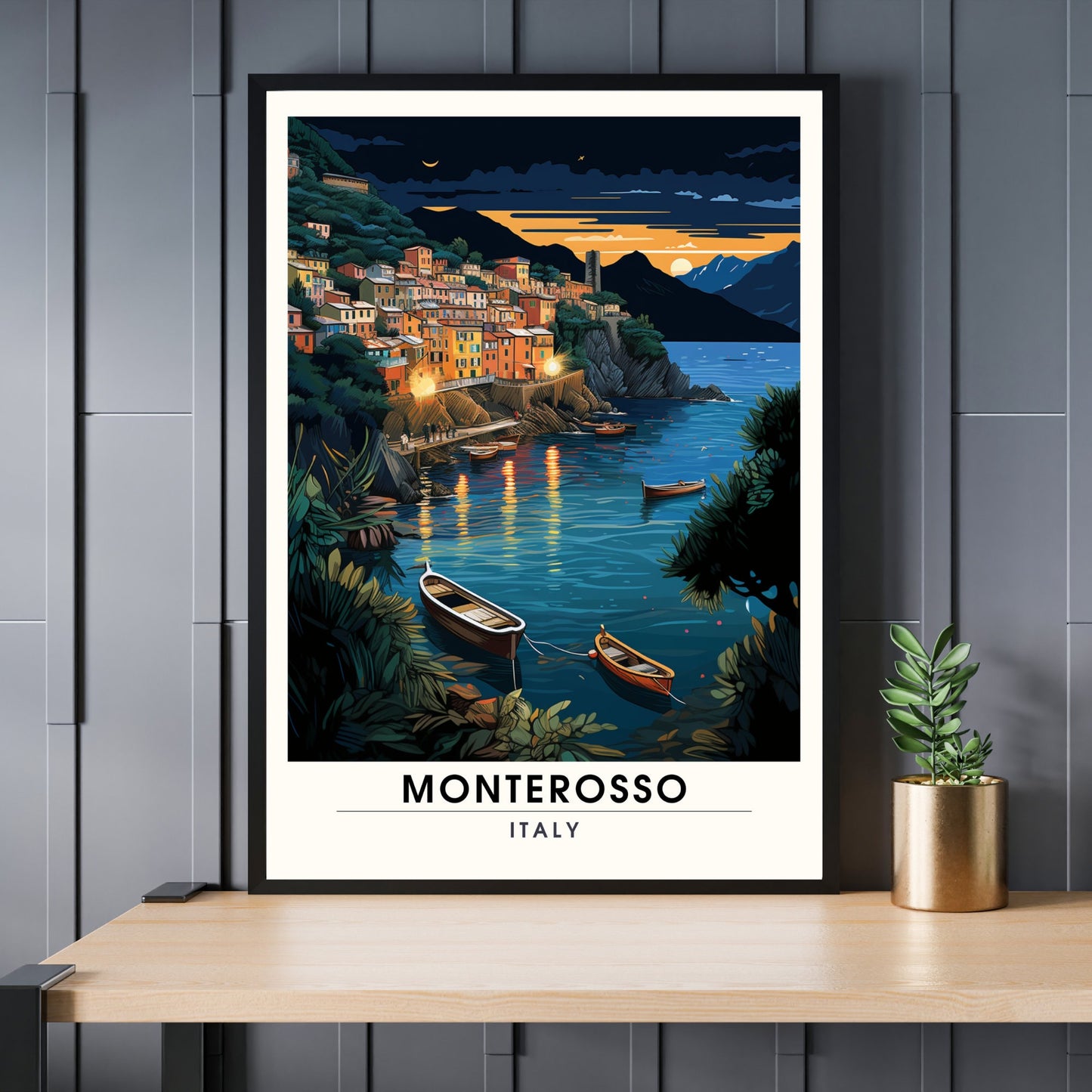 Affiche Monterosso, Italie | impression de voyage Monterosso al Mare | affiche de voyage Cinque Terre | affiche Italie