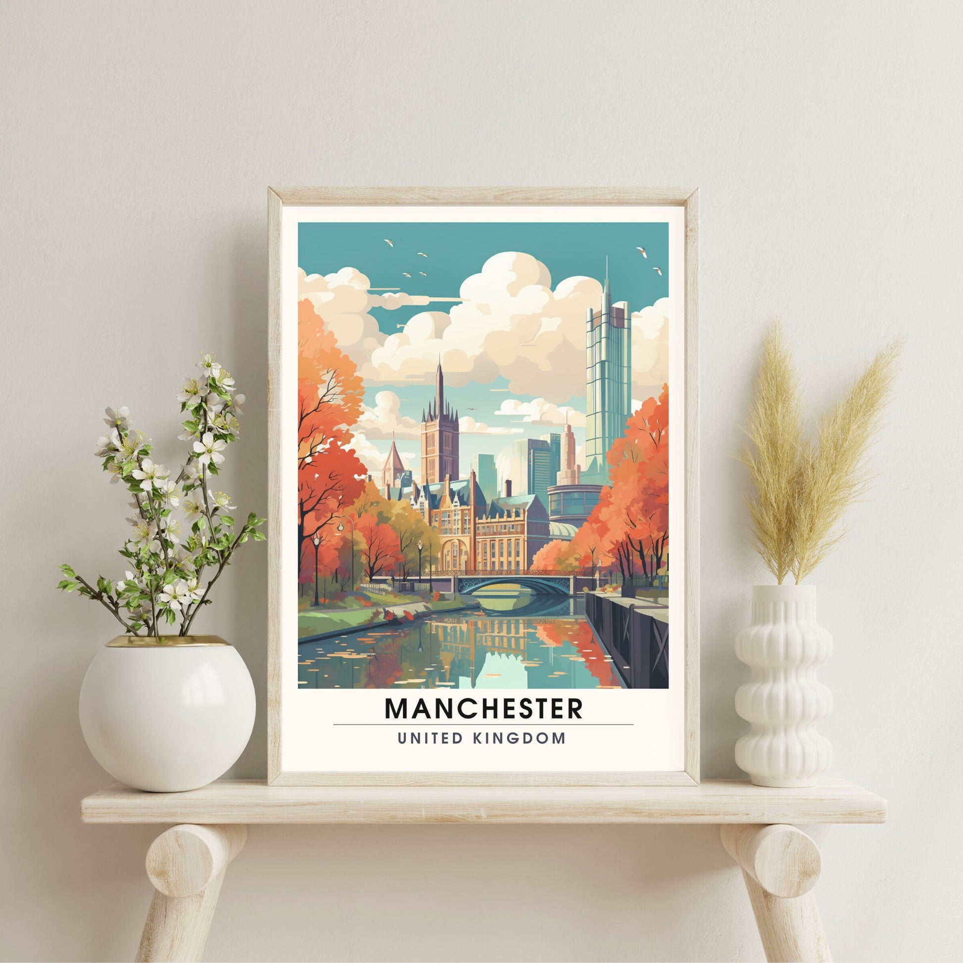 Affiche Manchester | impression de voyage Manchester | affiche de voyage Manchester | Affiche Grande Bretagne