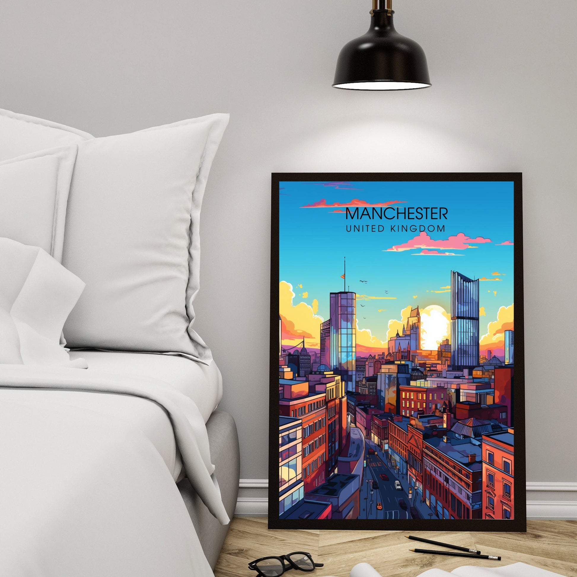 Affiche Manchester | impression de voyage Manchester | affiche de voyage Manchester | Affiche Grande Bretagne