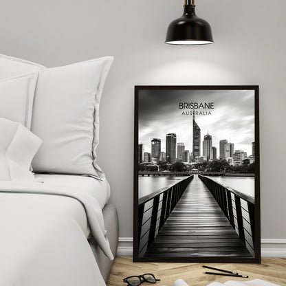 Affiche Brisbane | impression de voyage Brisbane | Impression Brisbane | Affiche Australie | Affiche Noir et blanc