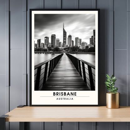 Affiche Brisbane | impression de voyage Brisbane | Impression Brisbane | Affiche Australie | Affiche Noir et blanc