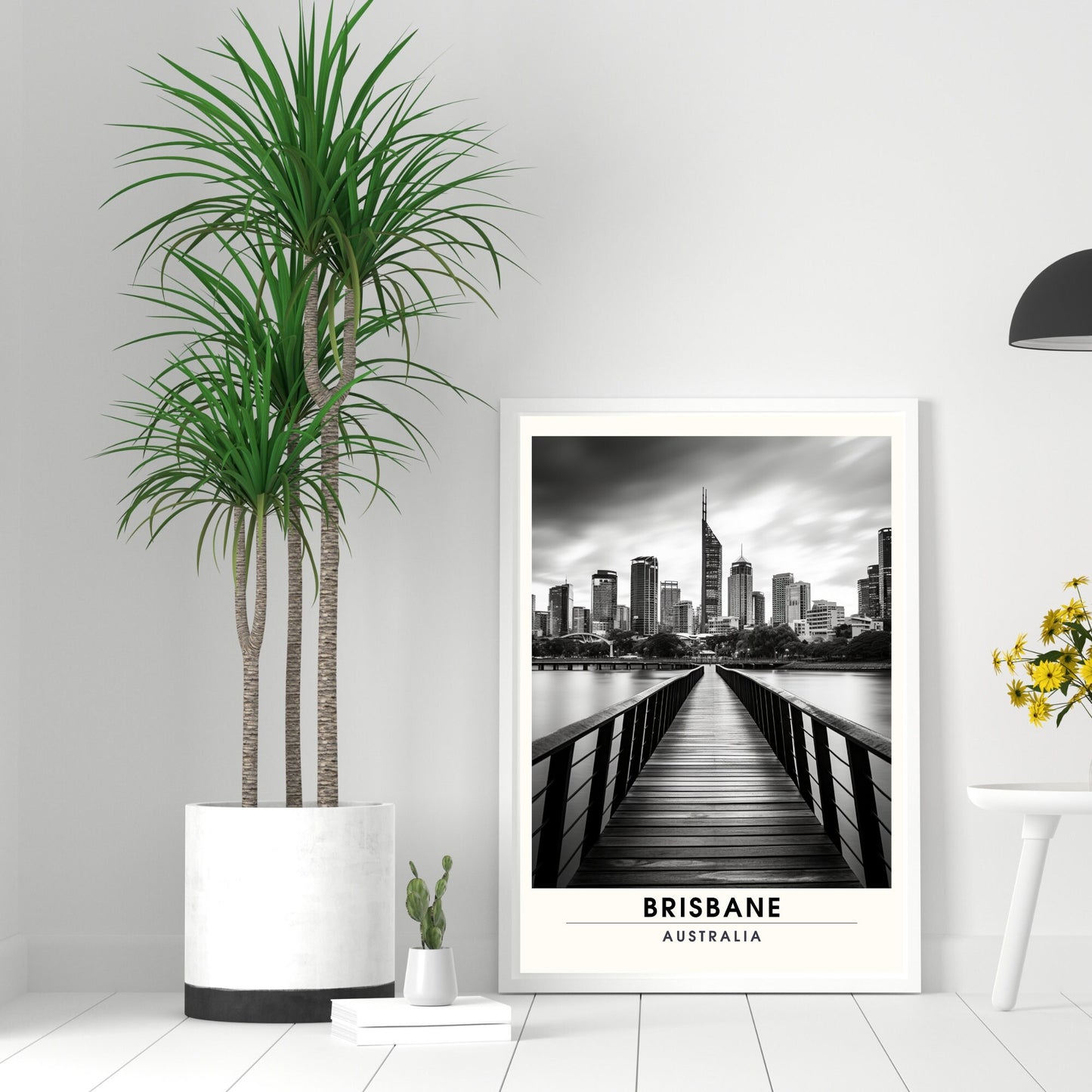 Affiche Brisbane | impression de voyage Brisbane | Impression Brisbane | Affiche Australie | Affiche Noir et blanc