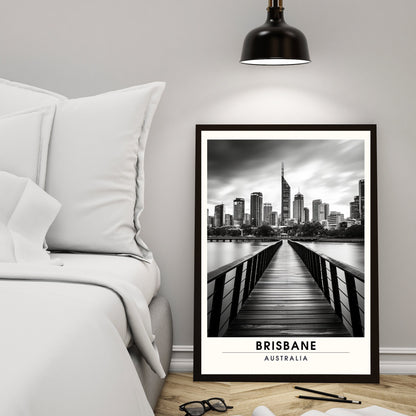 Affiche Brisbane | impression de voyage Brisbane | Impression Brisbane | Affiche Australie | Affiche Noir et blanc