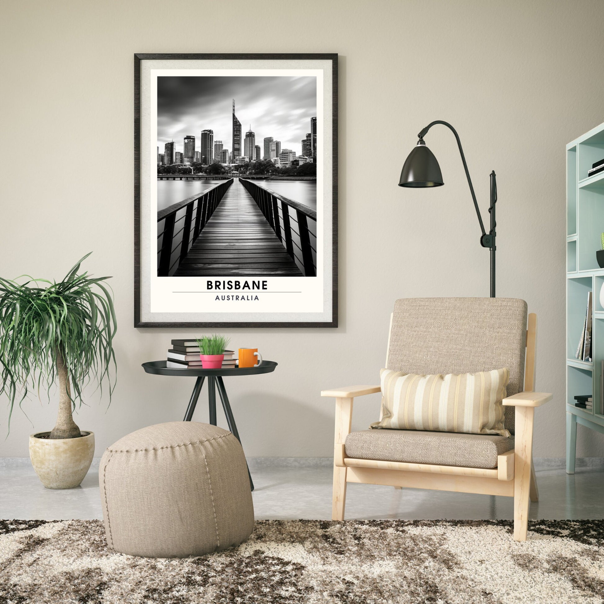 Affiche Brisbane | impression de voyage Brisbane | Impression Brisbane | Affiche Australie | Affiche Noir et blanc