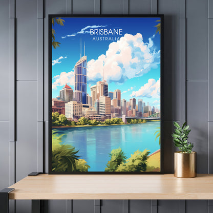 Affiche Brisbane | impression de voyage Brisbane | Impression Brisbane | Affiche Australie | Affiche de voyage