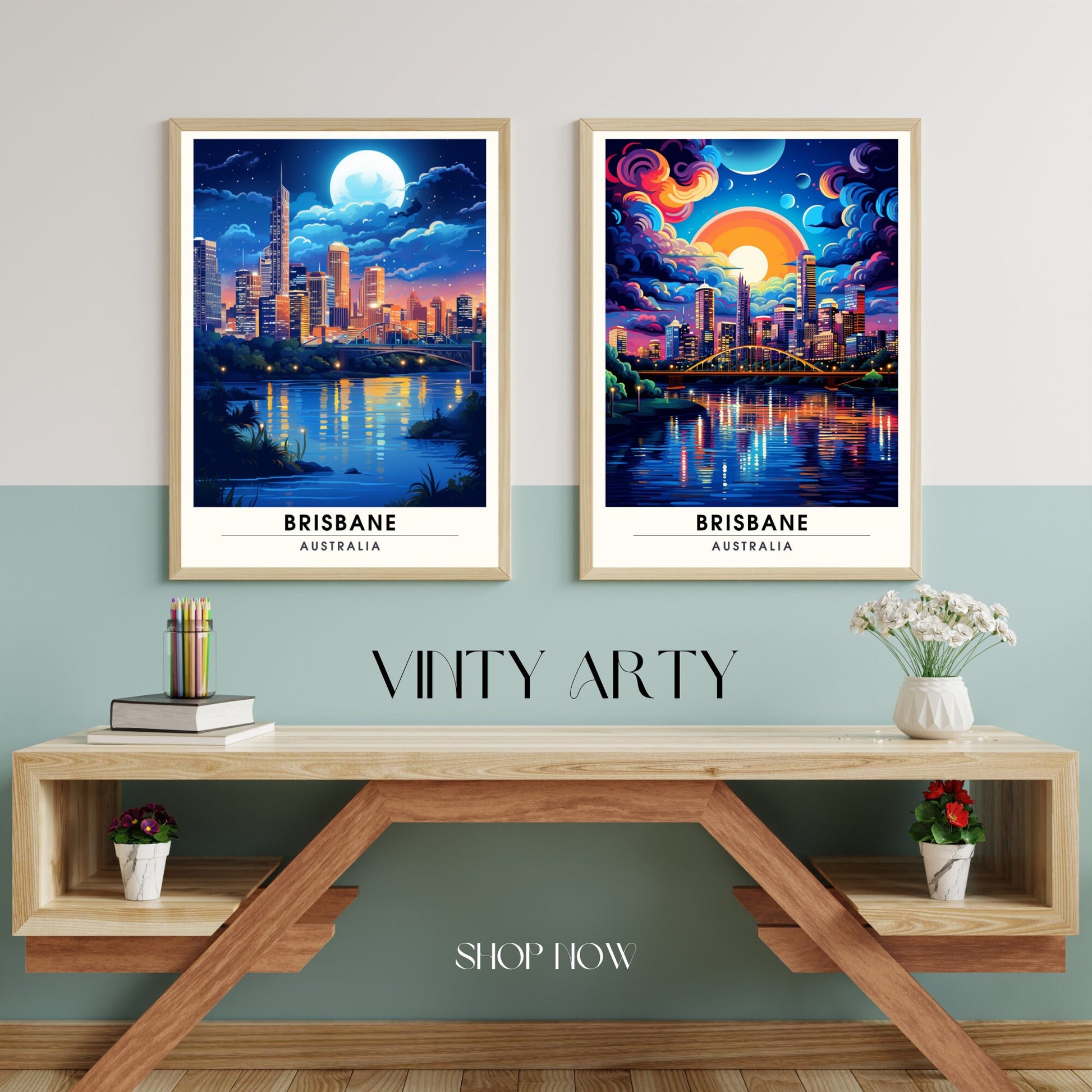 Affiche Brisbane | impression de voyage Brisbane | Impression Brisbane | Affiche Australie | Affiche de voyage