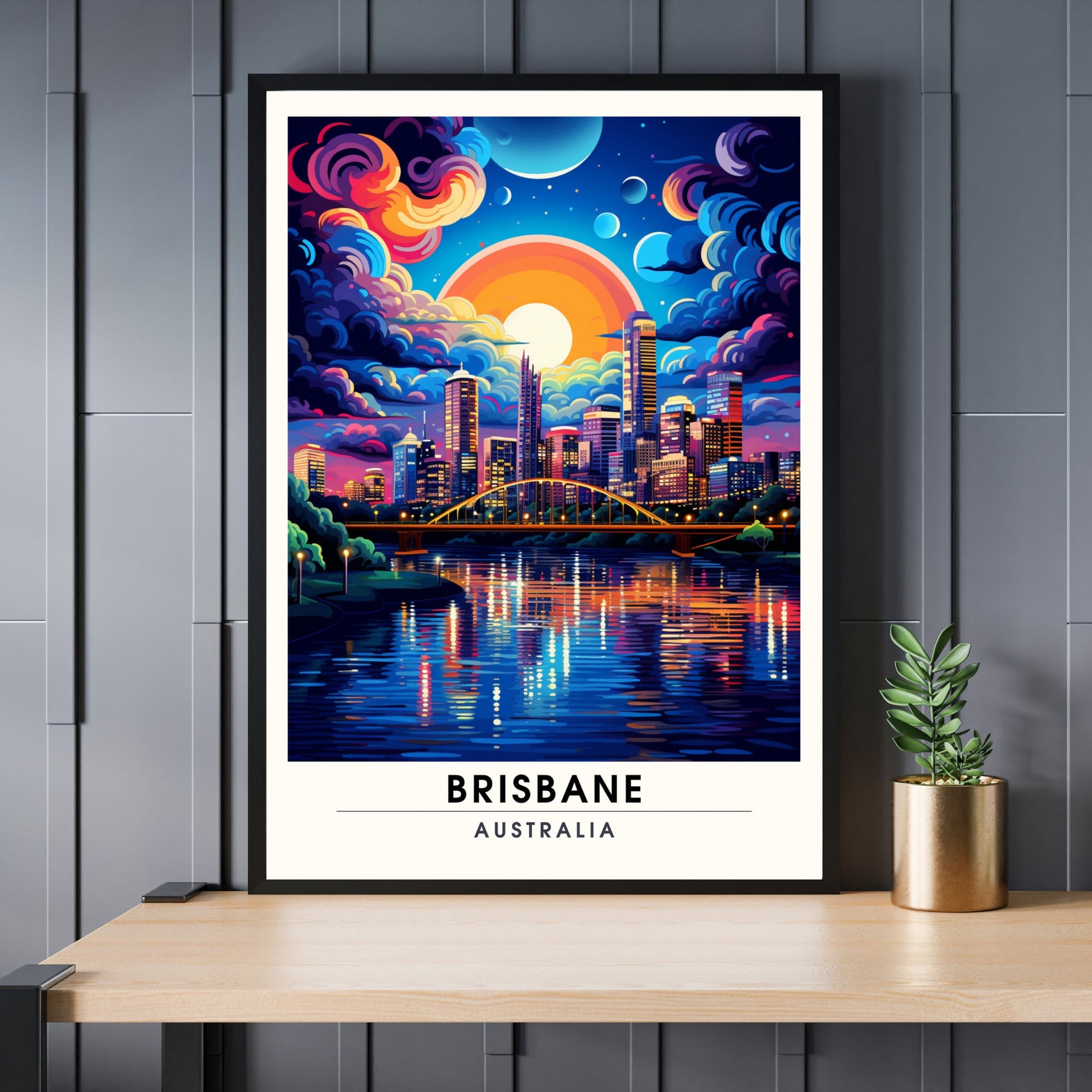 Affiche Brisbane | impression de voyage Brisbane | Impression Brisbane | Affiche Australie | Affiche de voyage