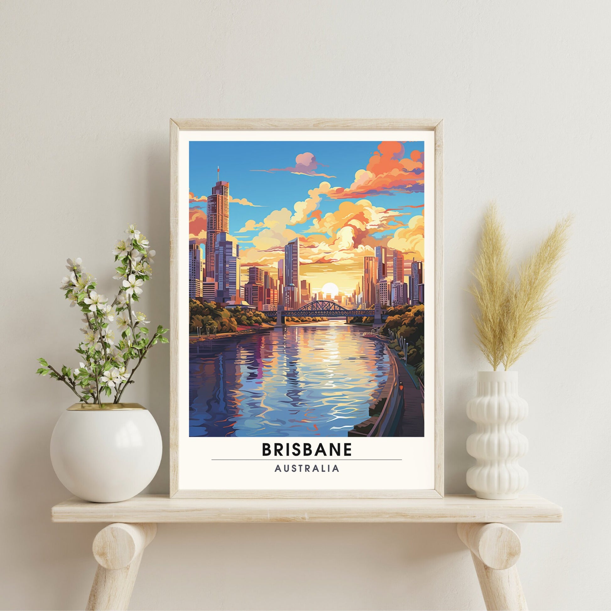 Affiche Brisbane | impression de voyage Brisbane | Impression Brisbane | Affiche Australie | Affiche de voyage