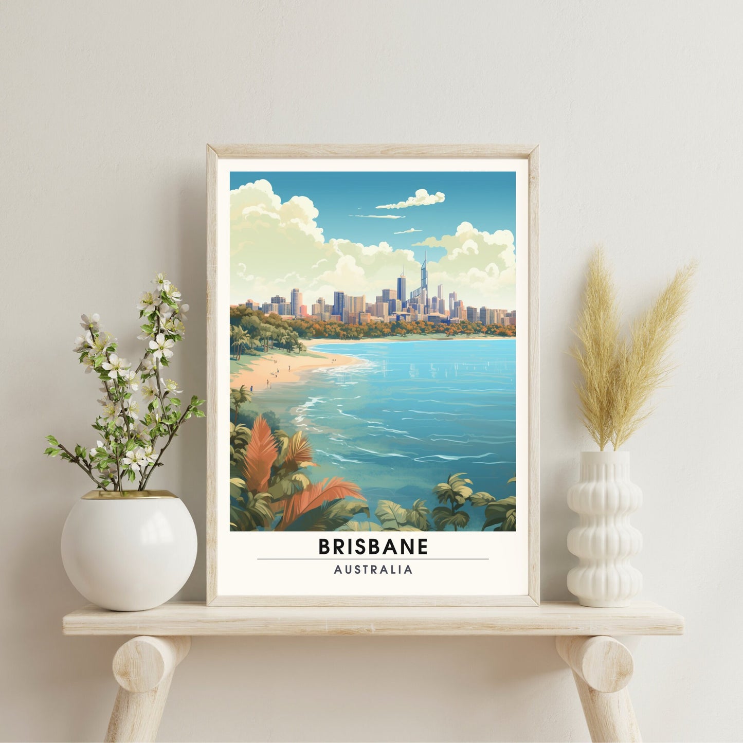 Affiche Brisbane | impression de voyage Brisbane | Impression Brisbane | Affiche Australie | Affiche de voyage