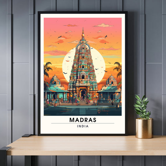 Affiche Madras | impression de voyage Madras | Impression Madras | Affiche Inde | Madras (Chennai)