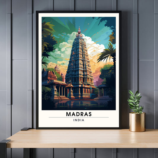 Affiche Madras | impression de voyage Madras | Impression Madras | Affiche Inde | Madras (Chennai)