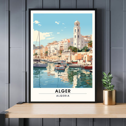 Affiche Alger | Affiche de voyage Alger | Affiche port d'Alger | Impression Algérie