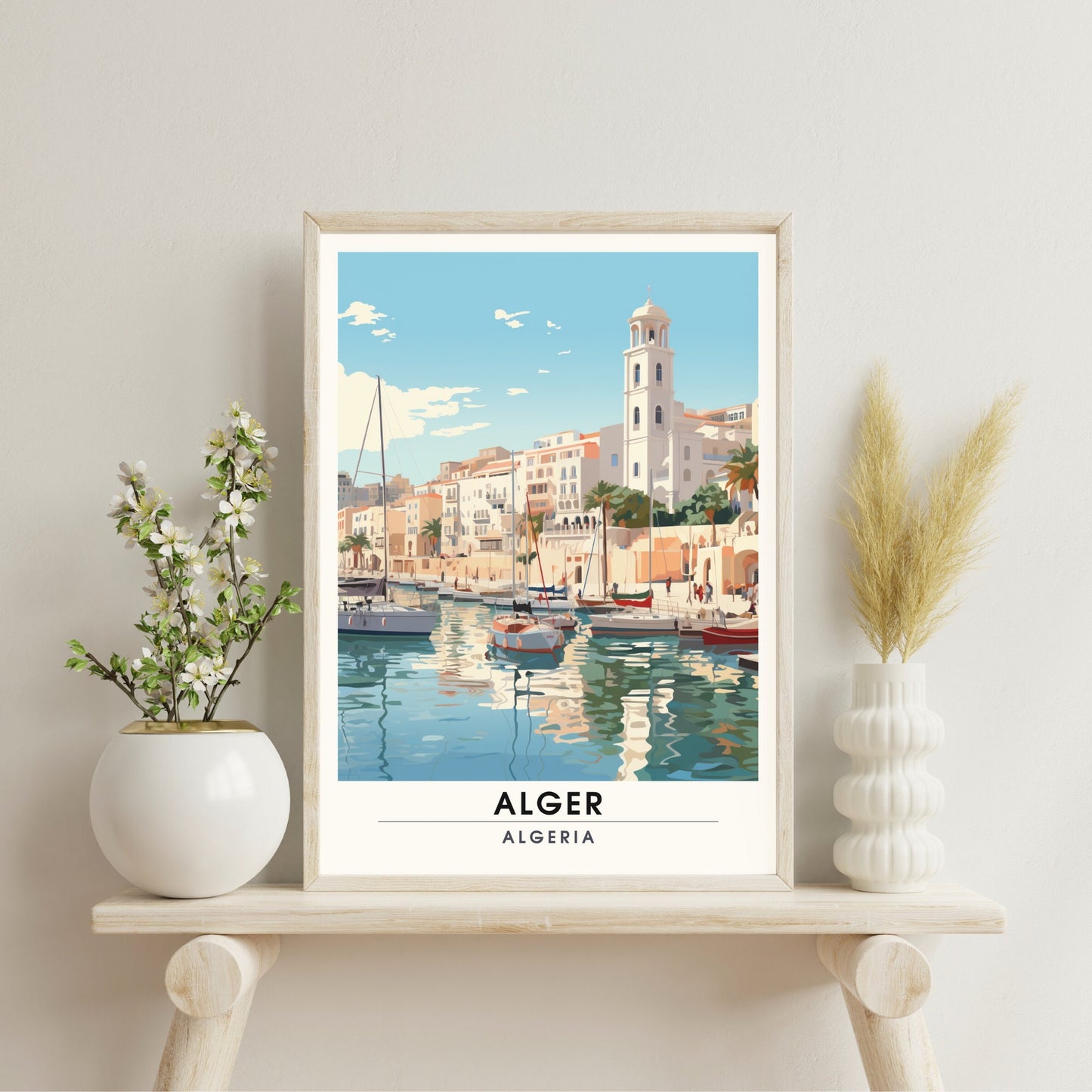 Affiche Alger | Affiche de voyage Alger | Affiche port d'Alger | Impression Algérie