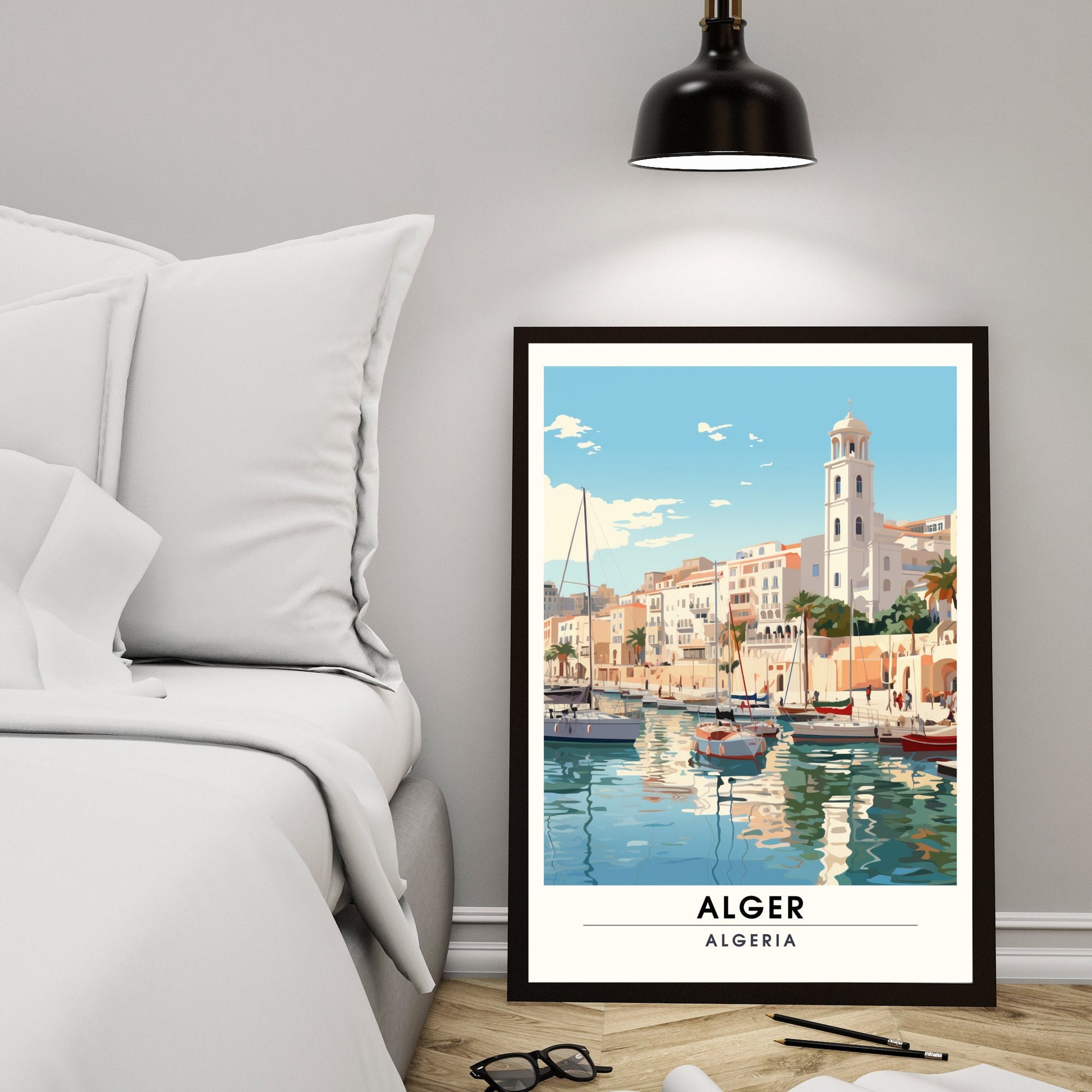 Affiche Alger | Affiche de voyage Alger | Affiche port d'Alger | Impression Algérie