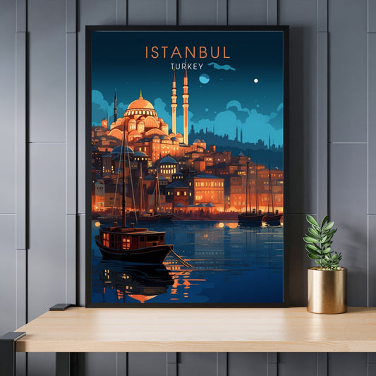 Impression de voyage Istanbul | Affiche Istanbul centre | Voyage nocturne à Istanbul