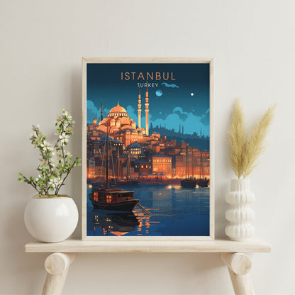 Impression de voyage Istanbul | Affiche Istanbul centre | Voyage nocturne à Istanbul