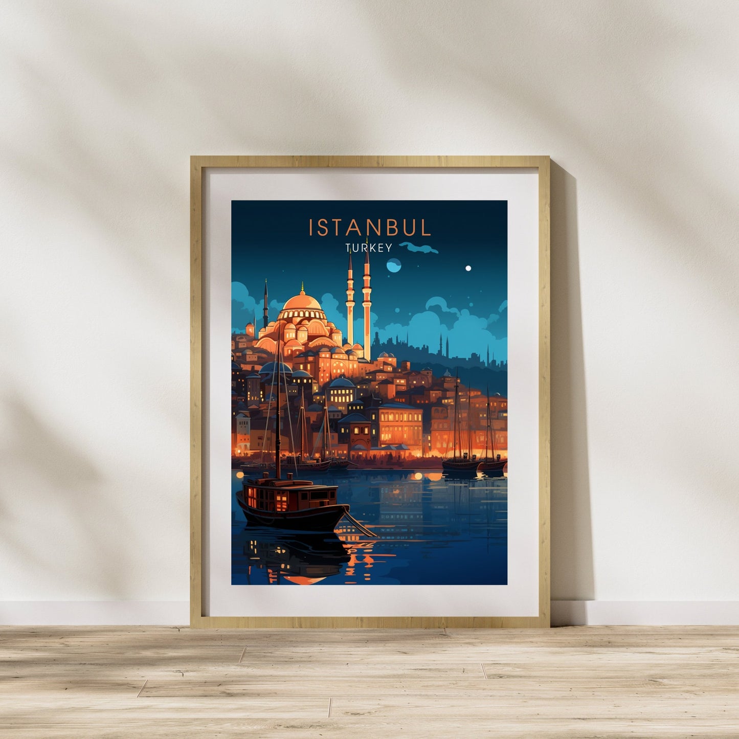 Impression de voyage Istanbul | Affiche Istanbul centre | Voyage nocturne à Istanbul