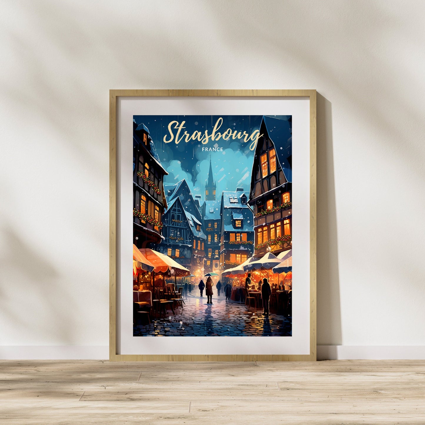 Affiche Strasbourg | Affiche de voyage Strasbourg Noël | Affiche Marché de Noël de Strasbourg, France