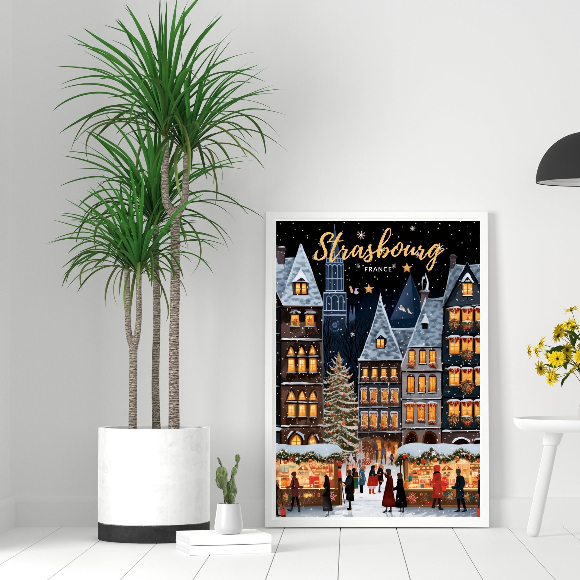 Affiche Strasbourg | Affiche de voyage Strasbourg Noël | Affiche de Noël de Strasbourg, France