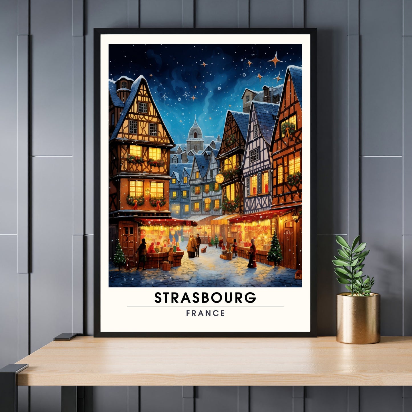 Affiche Strasbourg | Impression de voyage Strasbourg Noël | Affiche Marché de Noël de Strasbourg