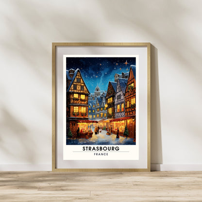 Affiche Strasbourg | Impression de voyage Strasbourg Noël | Affiche Marché de Noël de Strasbourg