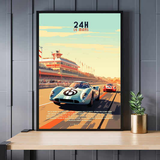 Affiche 24H le Mans | Impression voiture vintage | Affiche Vintage