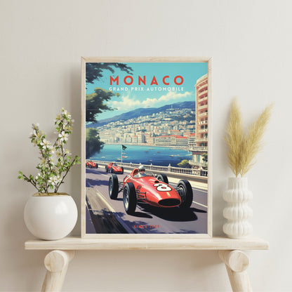 Impression Monaco Grand prix | Impression voiture vintage | Affiche Monaco |