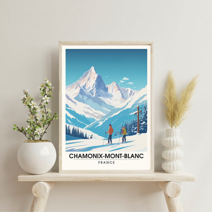 Impression Chamonix-Mont-Blanc | Affiche Chamonix | Impression de voyage Chamonix-Mont-Blanc| Affiche ski