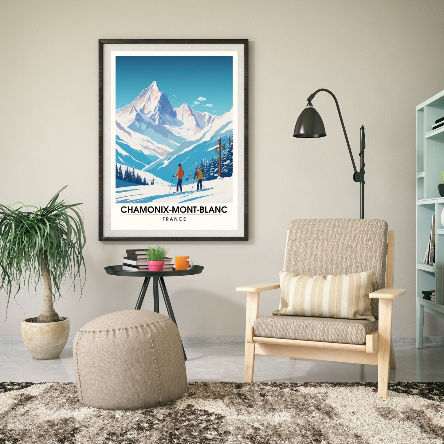 Impression Chamonix-Mont-Blanc | Affiche Chamonix | Impression de voyage Chamonix-Mont-Blanc| Affiche ski