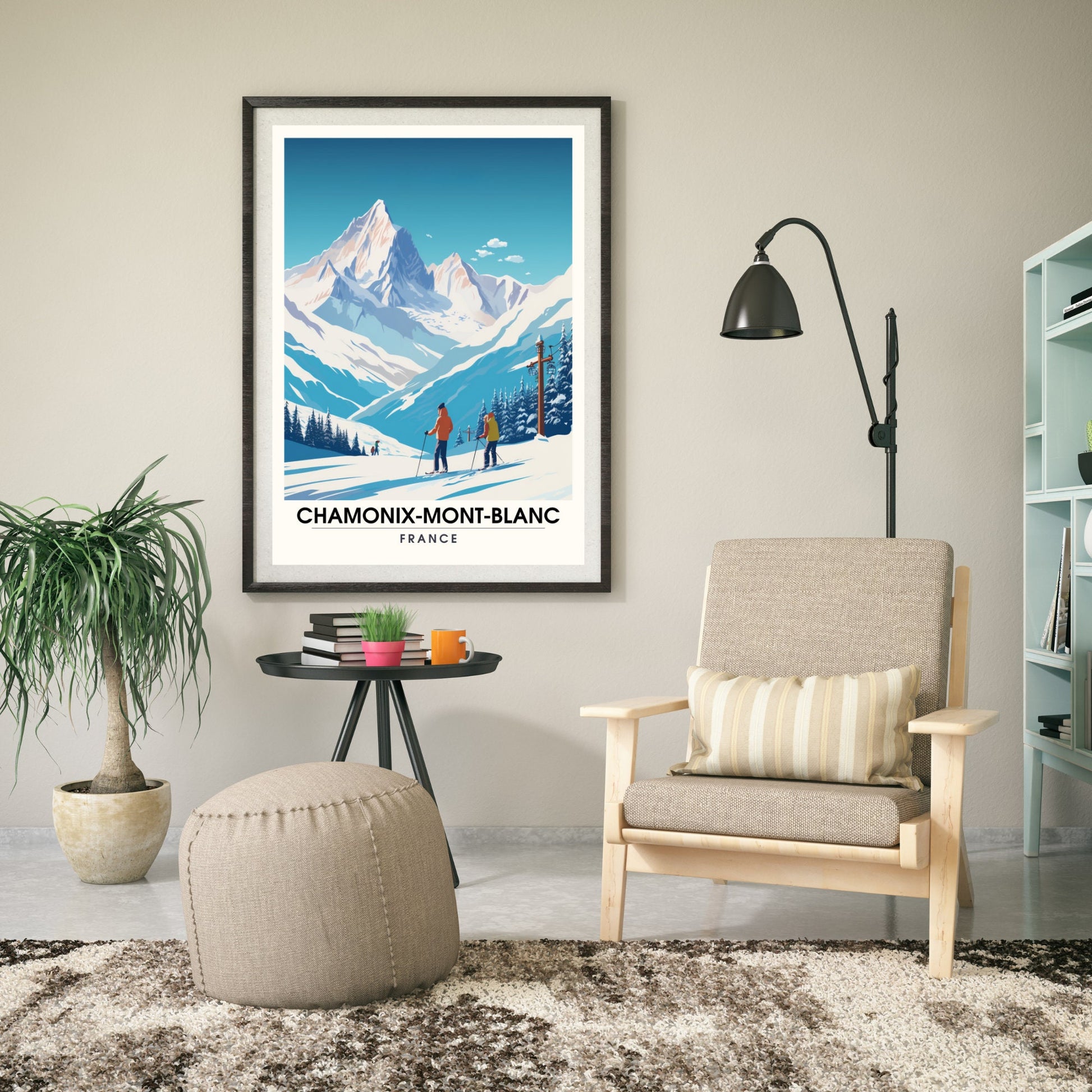 Impression Chamonix-Mont-Blanc | Affiche Chamonix | Impression de voyage Chamonix-Mont-Blanc| Affiche ski