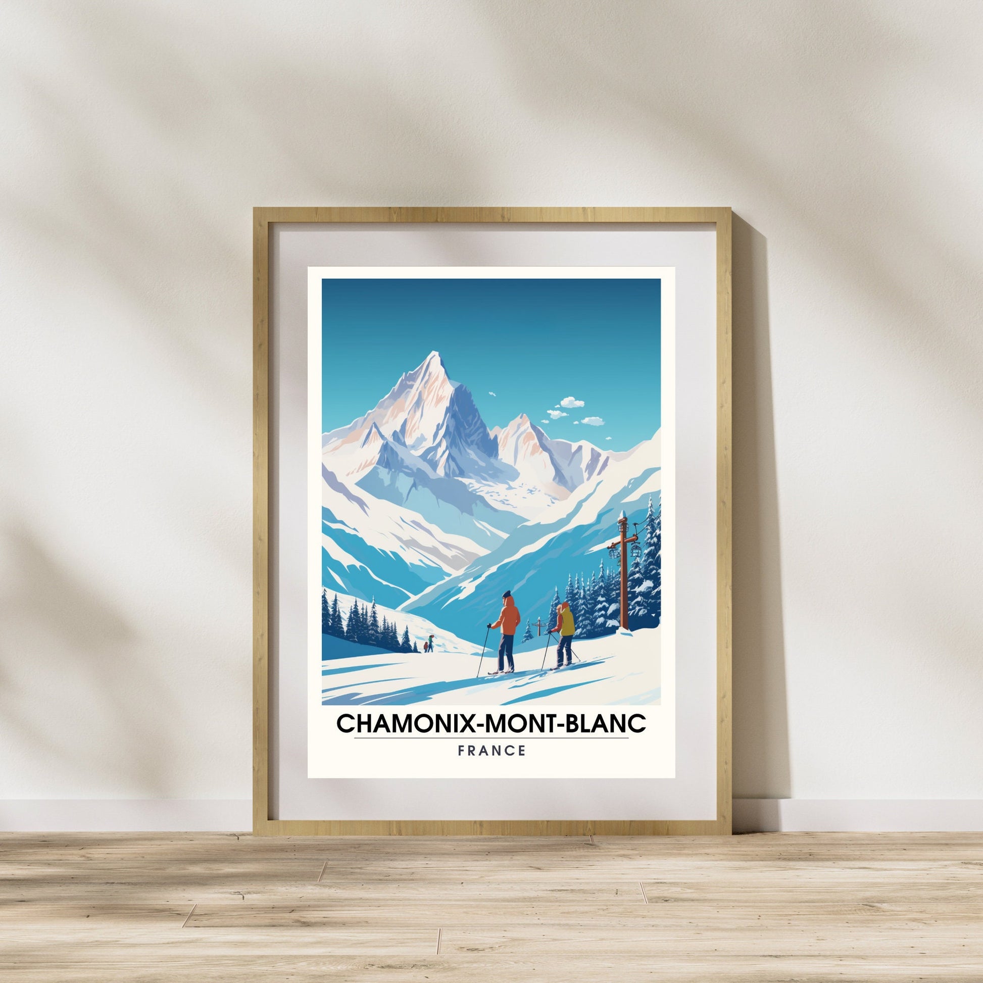 Impression Chamonix-Mont-Blanc | Affiche Chamonix | Impression de voyage Chamonix-Mont-Blanc| Affiche ski