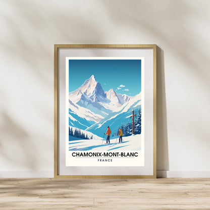 Impression Chamonix-Mont-Blanc | Affiche Chamonix | Impression de voyage Chamonix-Mont-Blanc| Affiche ski