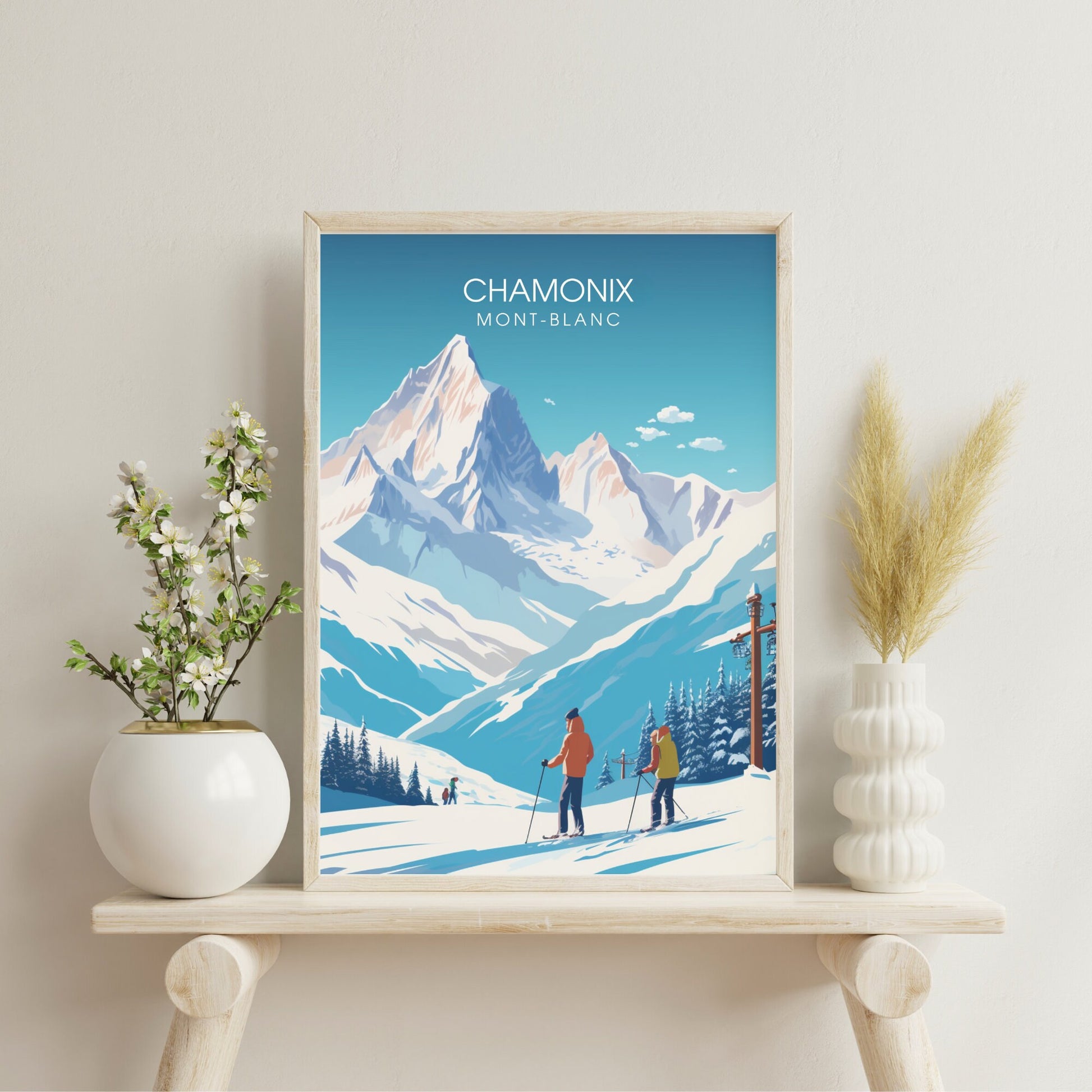 Impression Chamonix-Mont-Blanc | Affiche Chamonix | Impression de voyage Chamonix-Mont-Blanc| Affiche ski