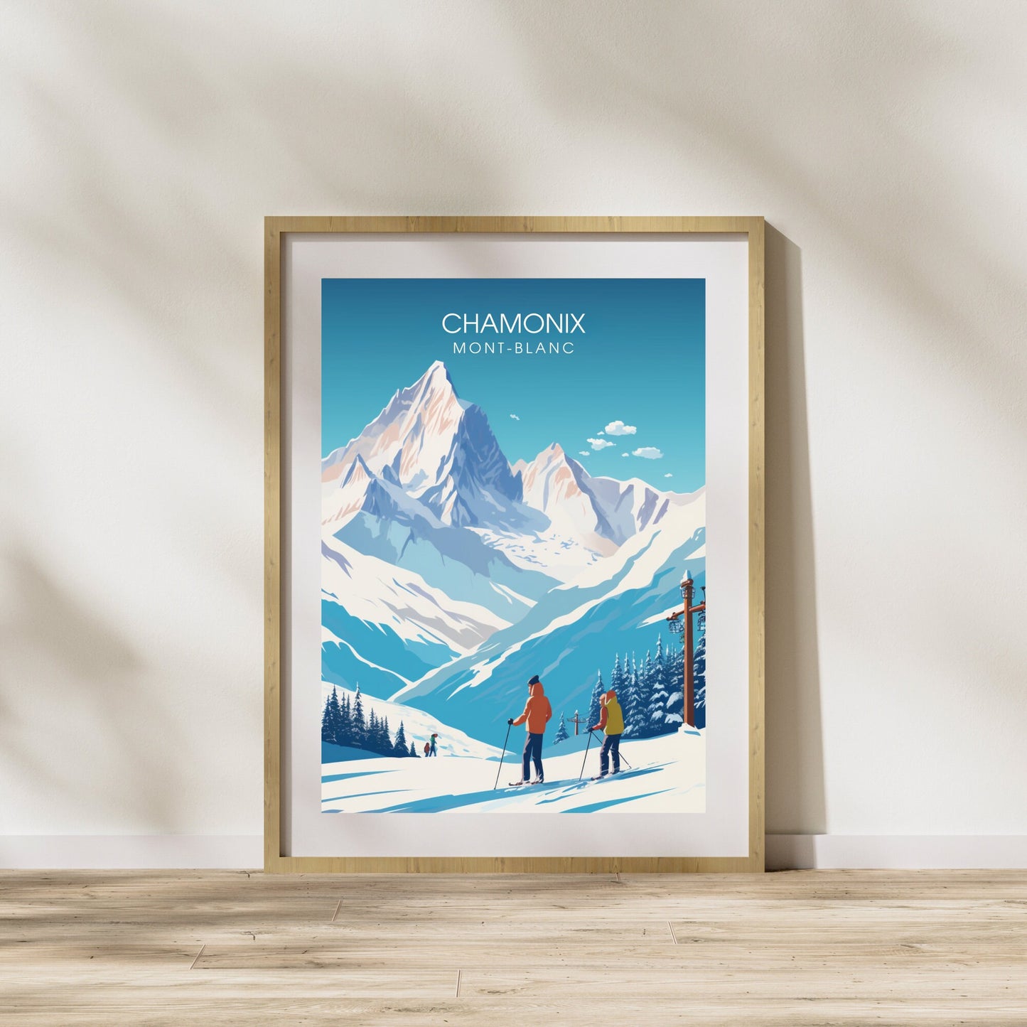 Impression Chamonix-Mont-Blanc | Affiche Chamonix | Impression de voyage Chamonix-Mont-Blanc| Affiche ski