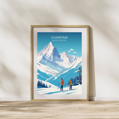 Impression Chamonix-Mont-Blanc | Affiche Chamonix | Impression de voyage Chamonix-Mont-Blanc| Affiche ski