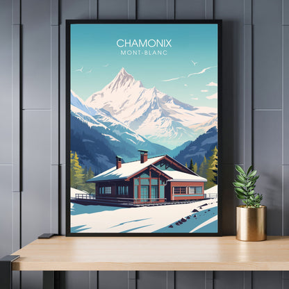 Impression de voyage Chamonix-Mont-Blanc | Affiche Chamonix | Affiche Chamonix-Mont-Blanc, | Affiche montagne