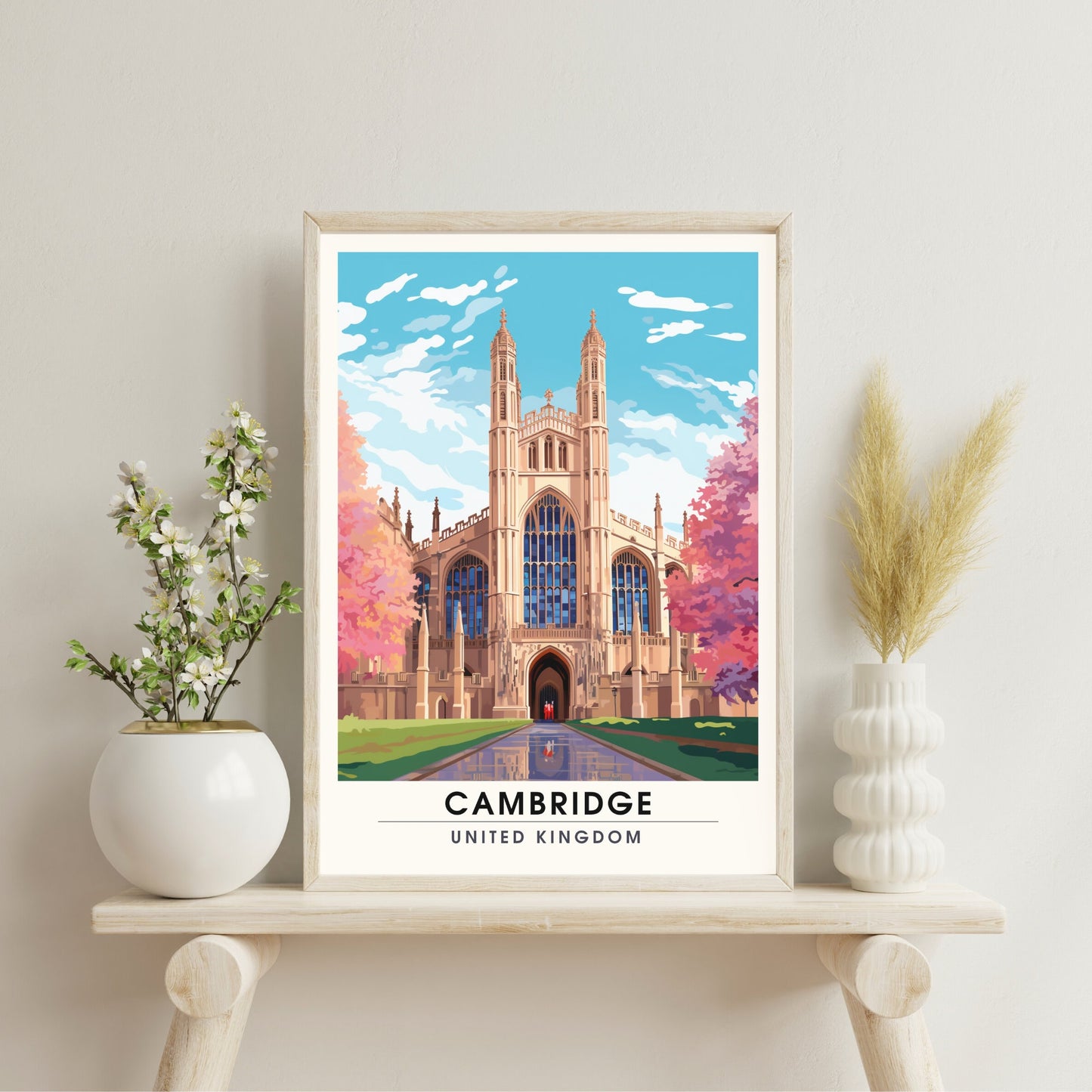 Affiche Cambridge | impression de voyage Cambridge | Impression Cambridge | Université de Cambridge