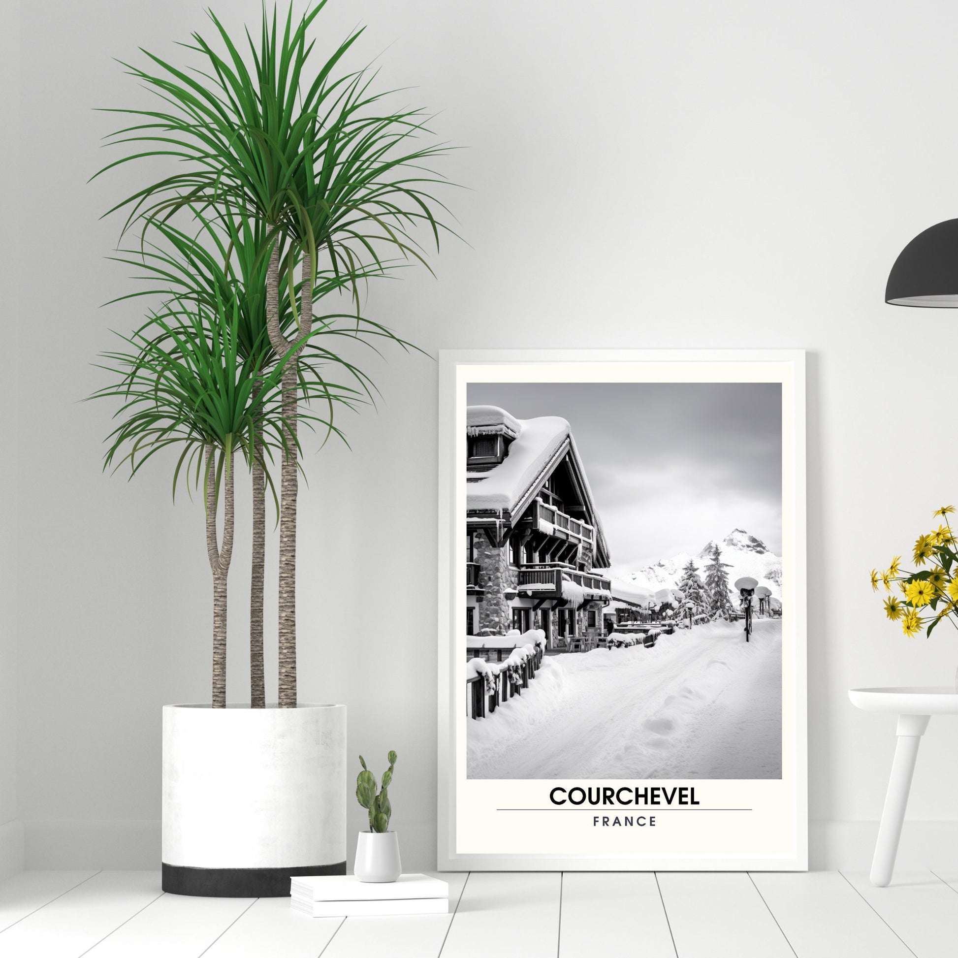 Affiche Courchevel | impression station Courchevel | affiche montagne | Affiche Noir et Blanc