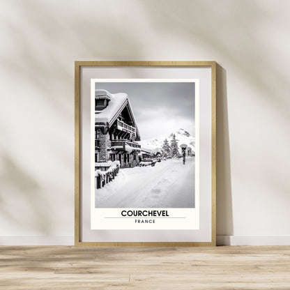 Affiche Courchevel | impression station Courchevel | affiche montagne | Affiche Noir et Blanc